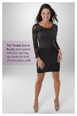 Tankee Slip: Body-Shaping Tank-Style Lower Neckline Back, Underwire  Foam-Cup Bra (Black, Small, A) at  Women's Clothing store: Shapewear  Full Slips