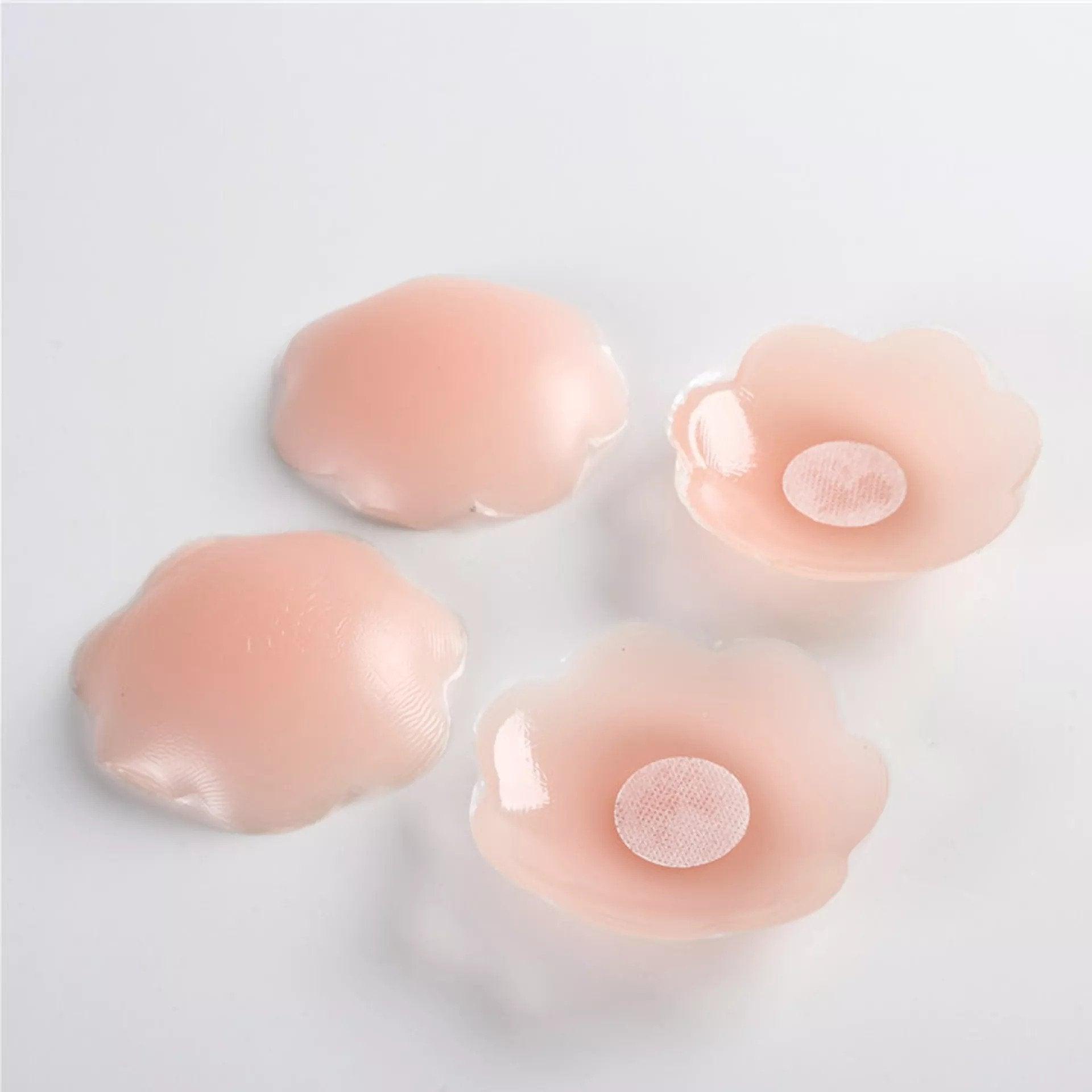 JUMISEE 4 Pairs Reusable Adhesive Nipple Cover,Shiny Sequin Silicone  Heart-Shaped Breast Pads Pasties Bra with Tassel