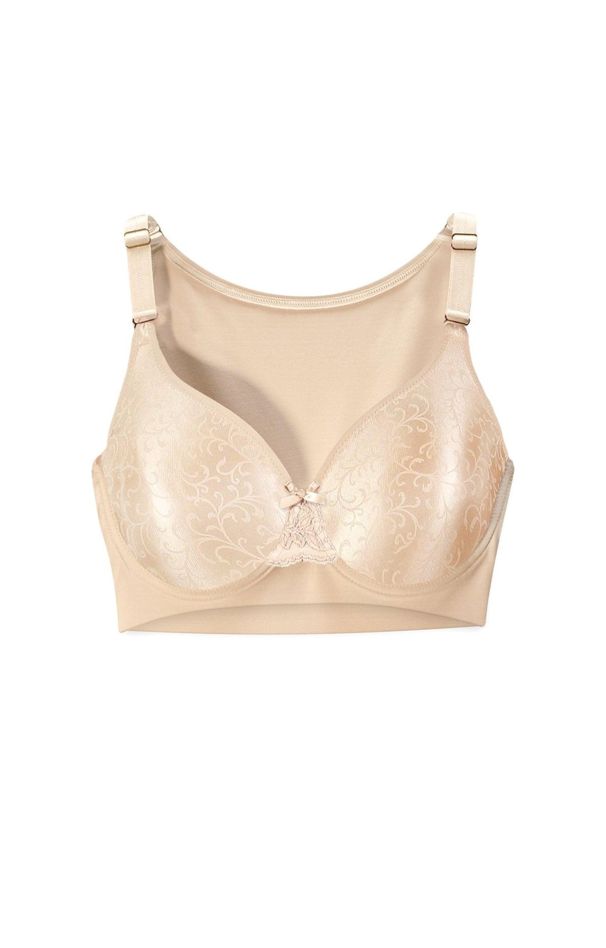 Shapeez Pull-on Full-Coverage Non-Foam Cup Bra w/ Full Coverage Featuring Back ...