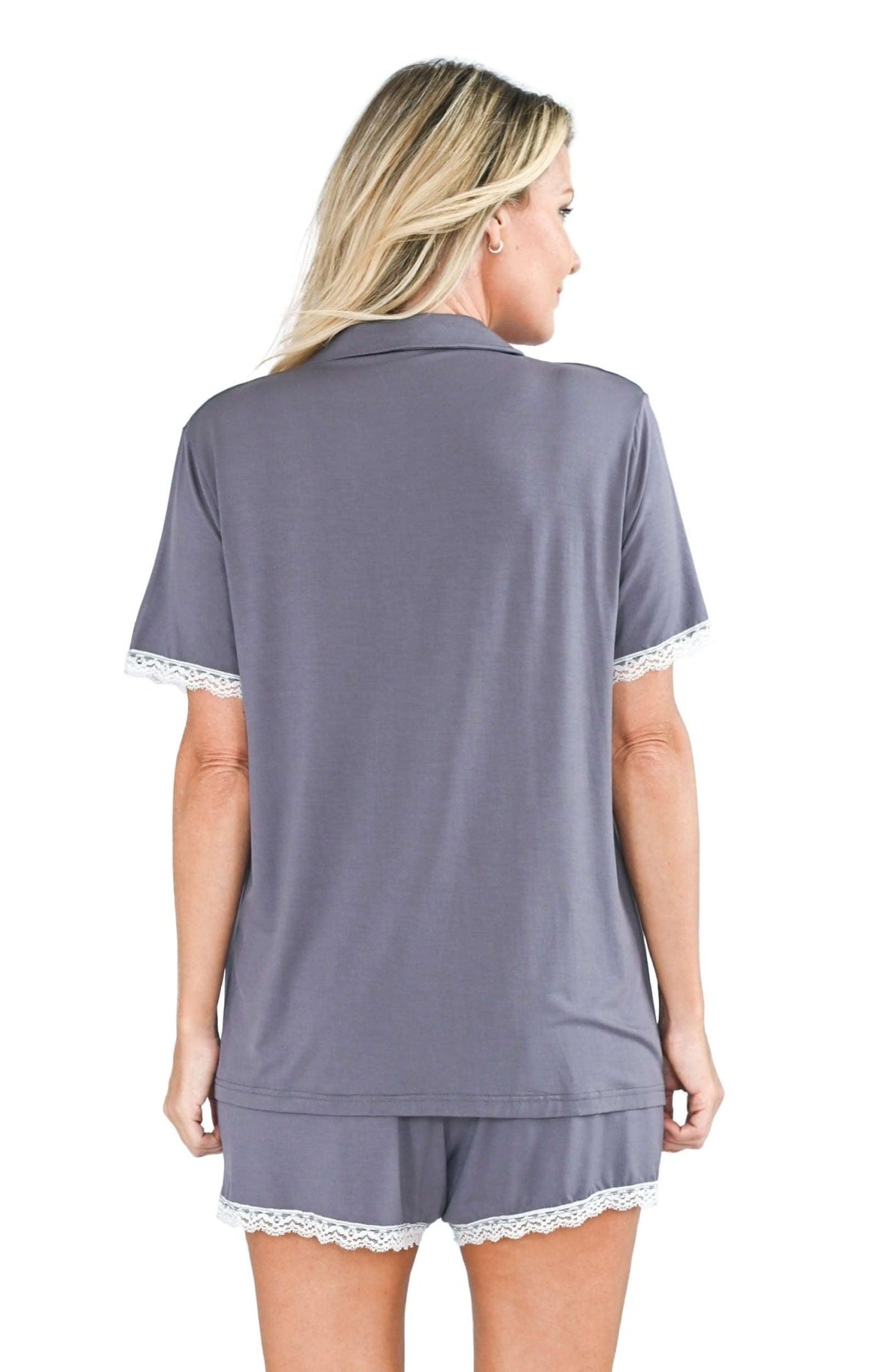 Women's Bamboo Pajamas Short Set with Lace - Shapeez